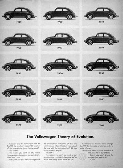 1963 Volkswagen Beetle original vintage advertisement Illustrated in black